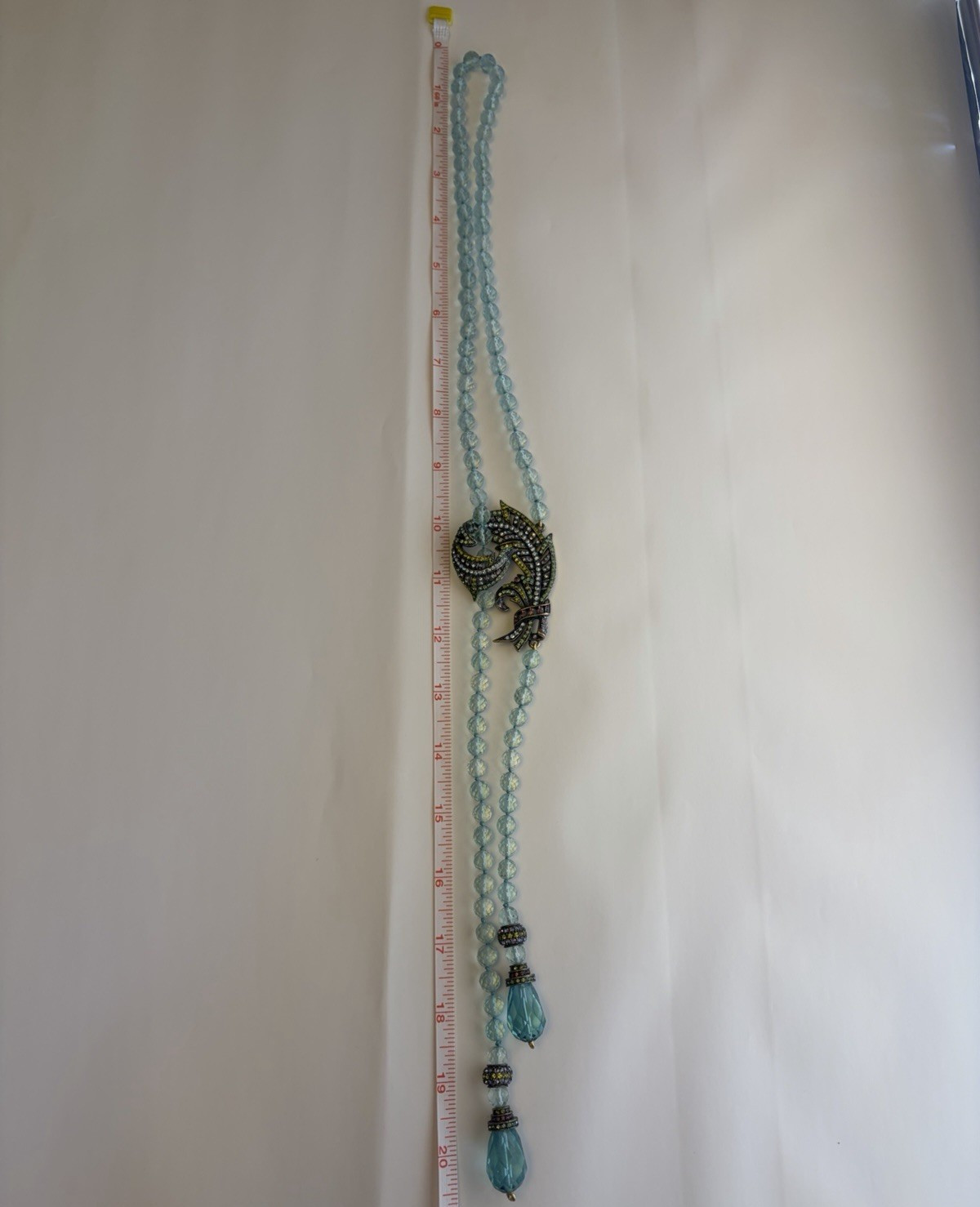 Heidi Daus Statement Necklace Crystal Plume Bead Art Deco Vintage