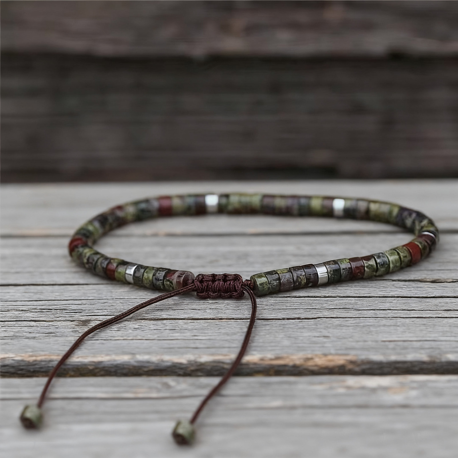 Bloodstone Bracelet Tube Bead Stone Jewelry Healing Energy Women Men Gifts