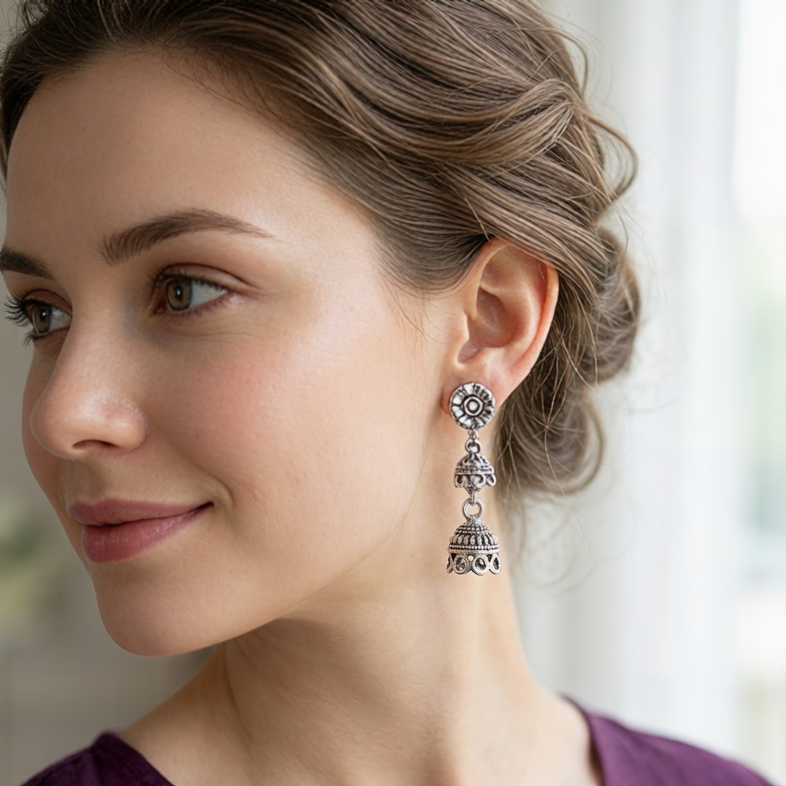 Handmade Oxidized Jhumka Drop Dangle Earrings Boho Ethnic Pearl Women’s Gift