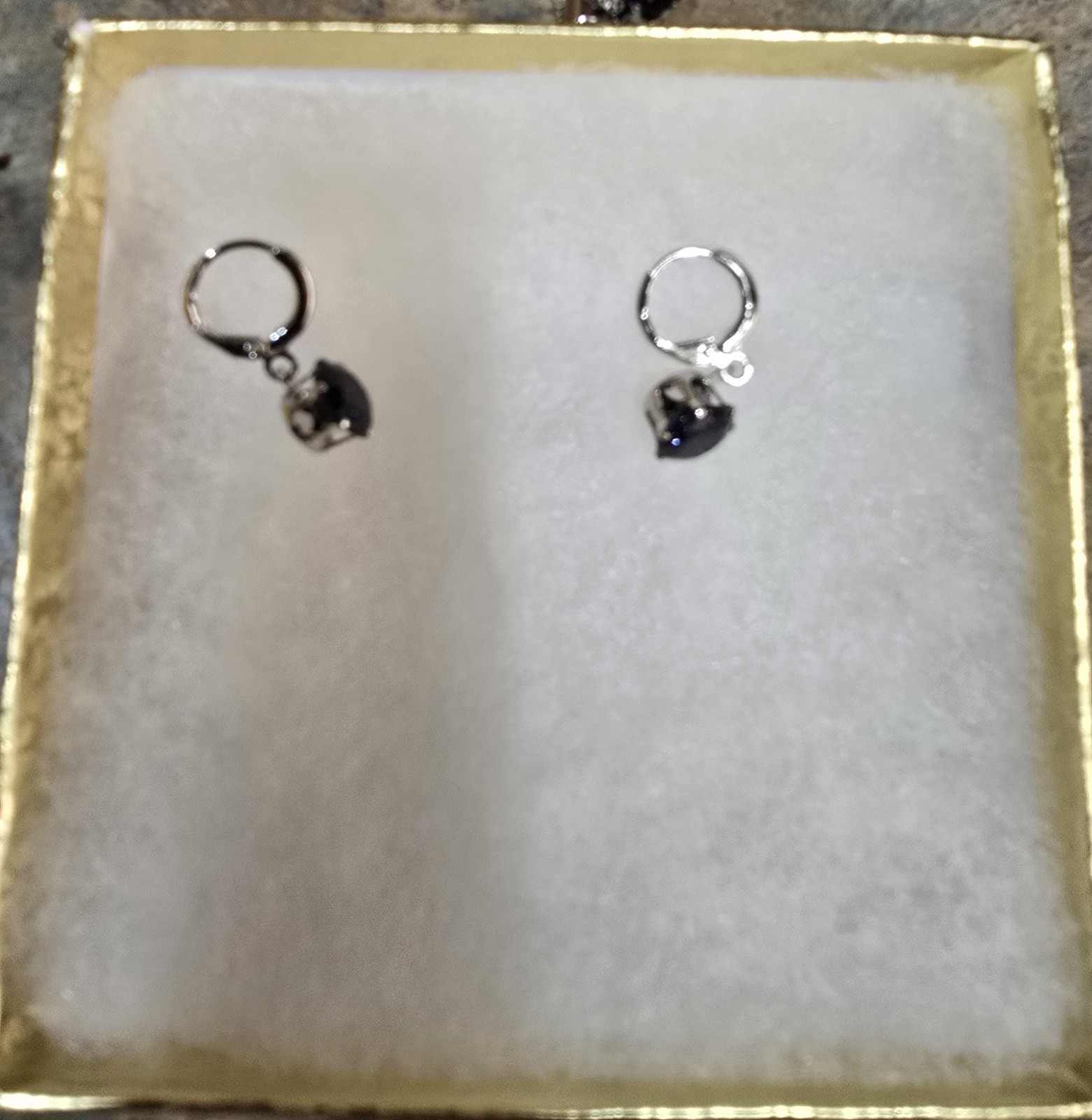 Black Crystal & Silver Tone Necklace & Earring Set With Gift Box