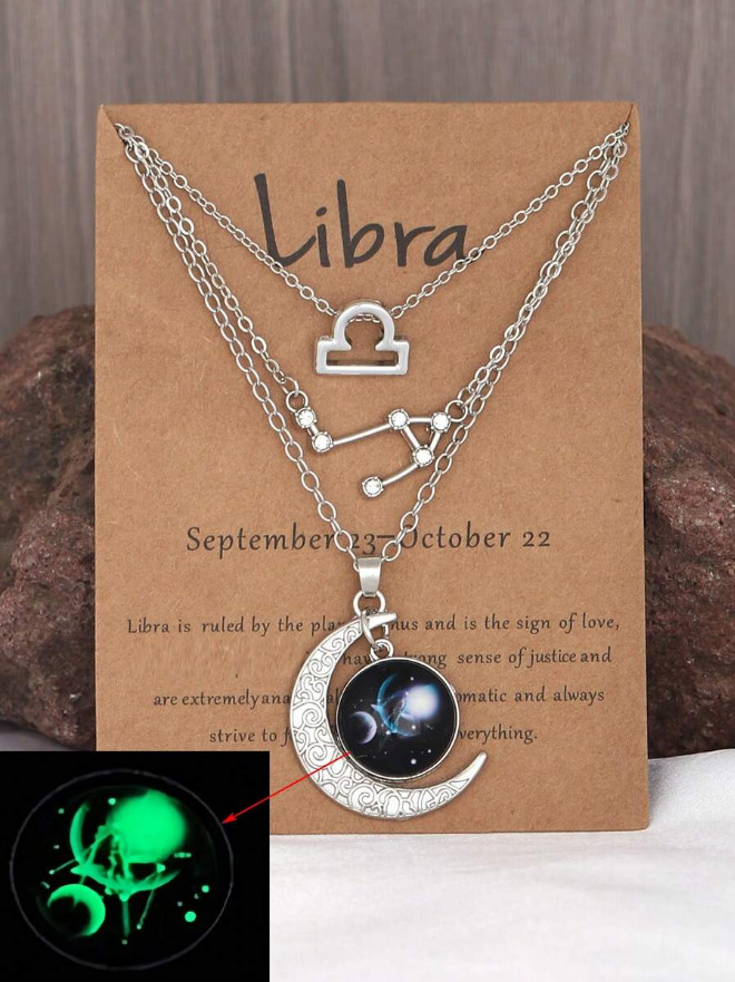 3 Pack Zodiac Constellation Pendant Necklaces – 12 Stars Astrology Jewelry Set