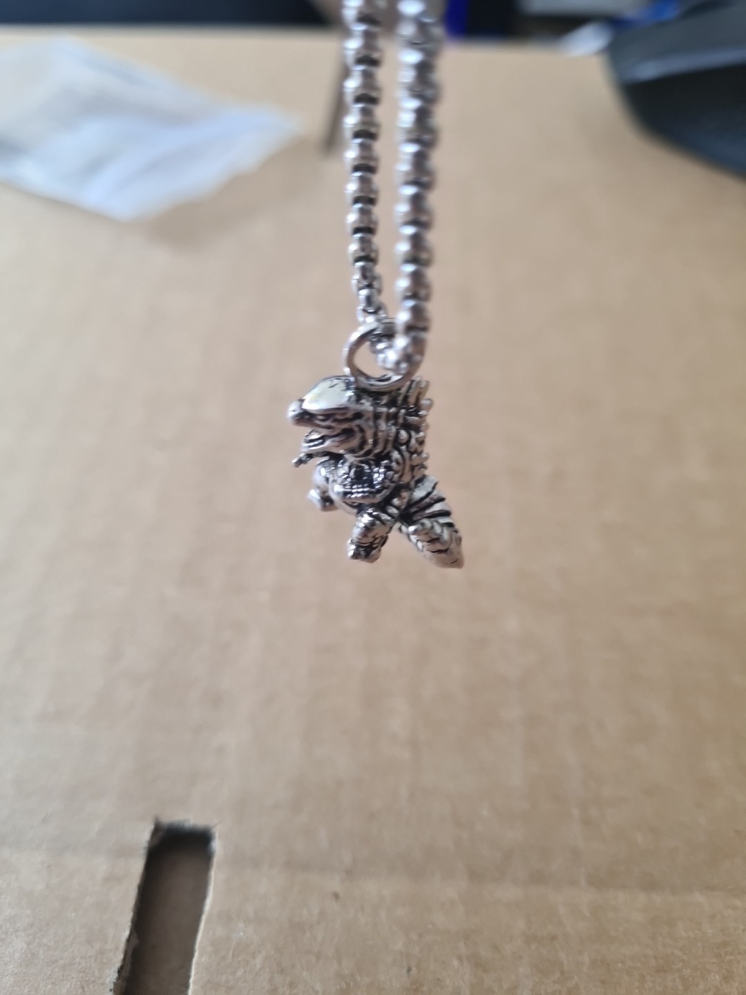 Small Godzilla Style Steel Alloy Necklace Pendant With Chain New Unbranded