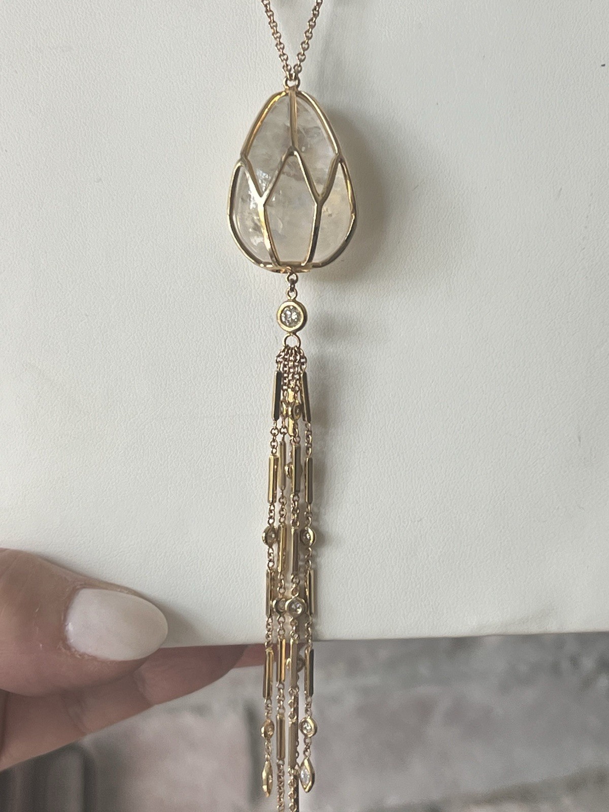 Authentic Jacquie Aiche Caged Crystal Quartz Necklace Lariat