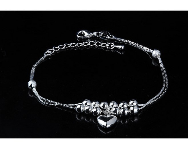 ADJUSTABLE Silver Anklet Bracelet Barefoot Sandal Beach Foot Heart Ball Chain AG