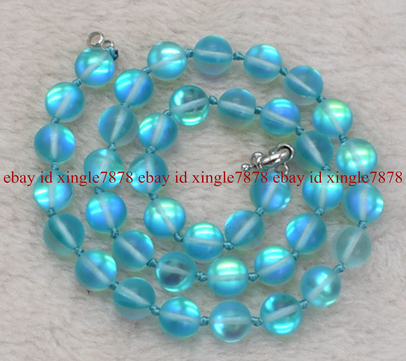 Natural 10mm Blue Gleamy Rainbow Moonstone Round Gemstone Beads Necklace 16-36″