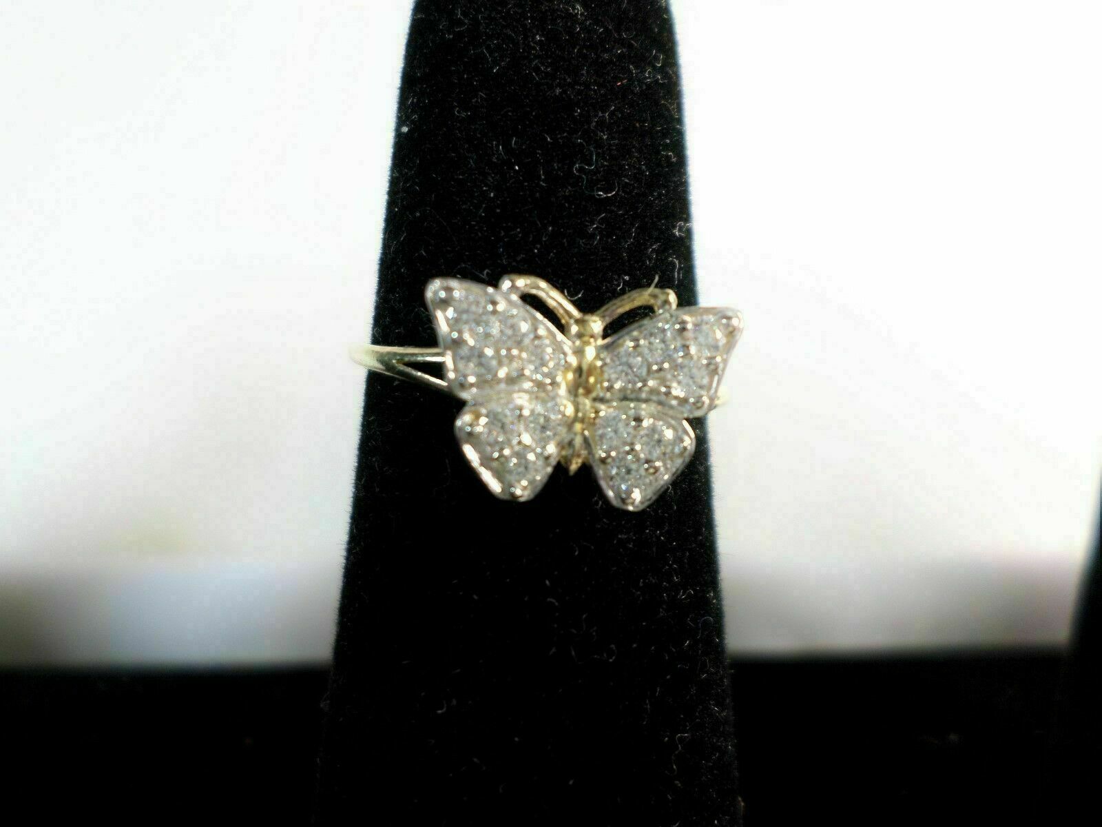 2.00 Ct Round Cut Simulated Diamond Butterfly Ring In 14k Yellow Plated Silver