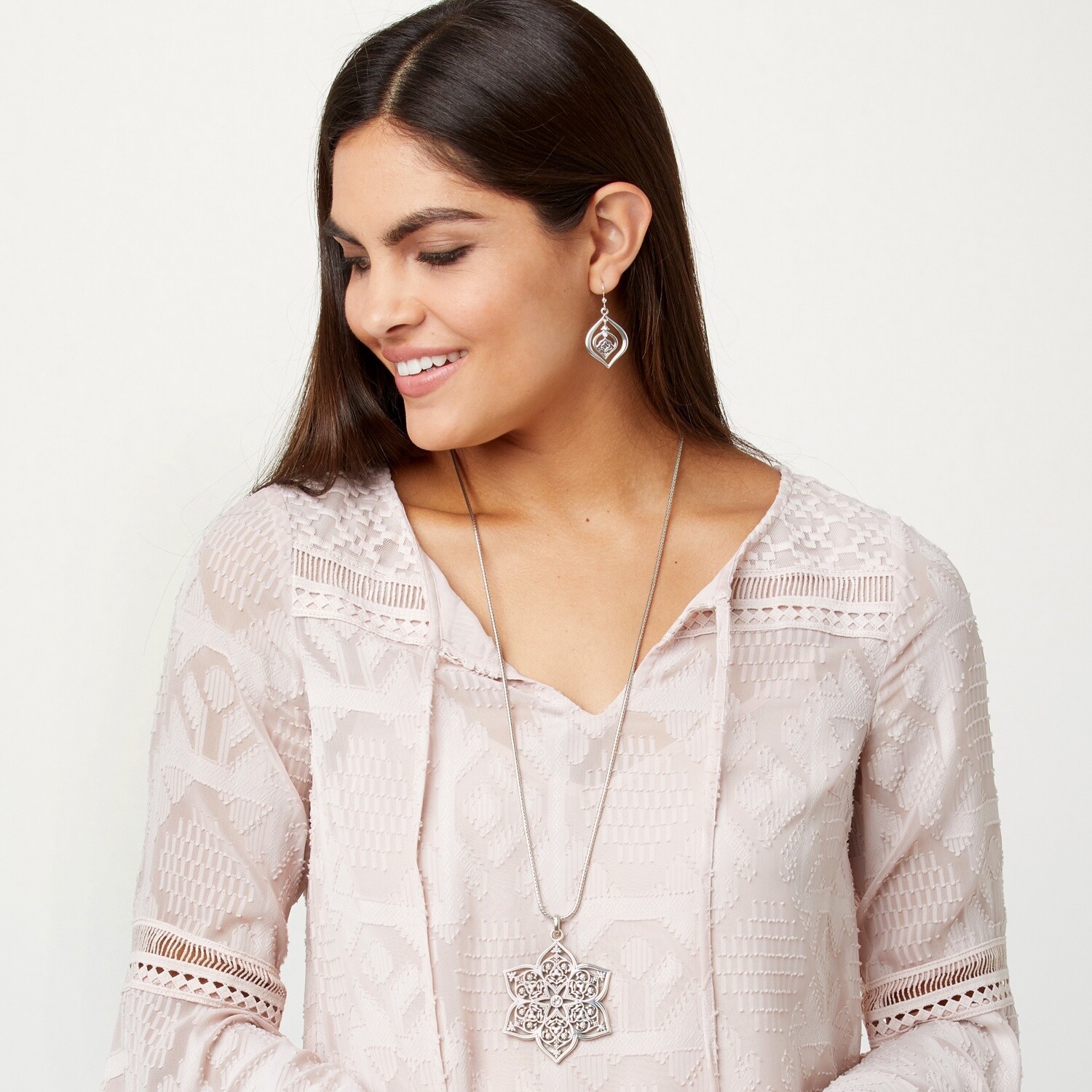 NWT Brighton CASABLANCA JEWEL Convertible Reverse Long Silver Necklace MSRP $88