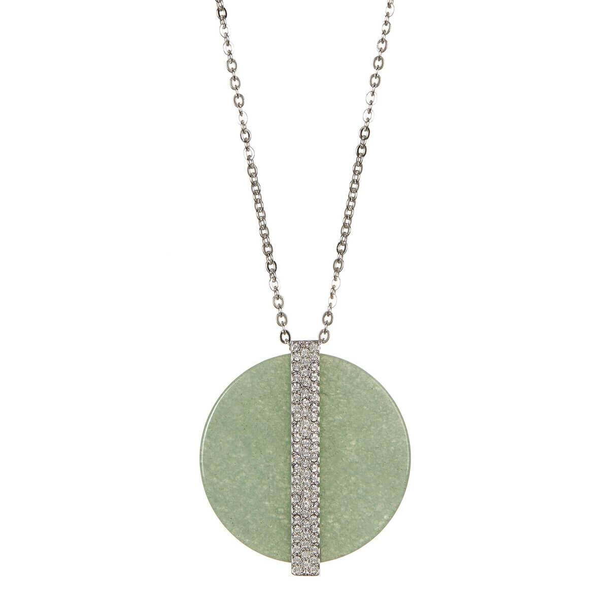Swarovski Women’s Disk Aventurine & Crystal Green Fashion Necklace 5155510