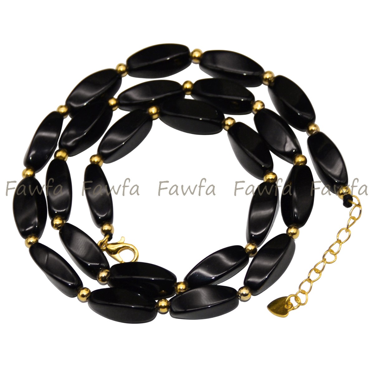 8x16mm Natural Black Agate Onyx Gemstone Twisting Beads Necklace 14-48 inches