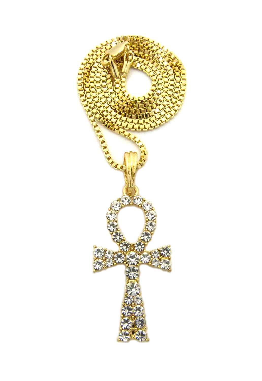Key of Life Egypt Ankh Pendant 16″,18″,20″,24″ Box Chain Hip Hop Necklace XQP9