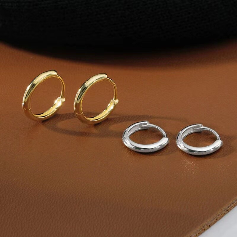 Womens 316L Surgical Steel Round Huggie Hoop Earrings Trendy Jewelry 8-20mm 2Pcs