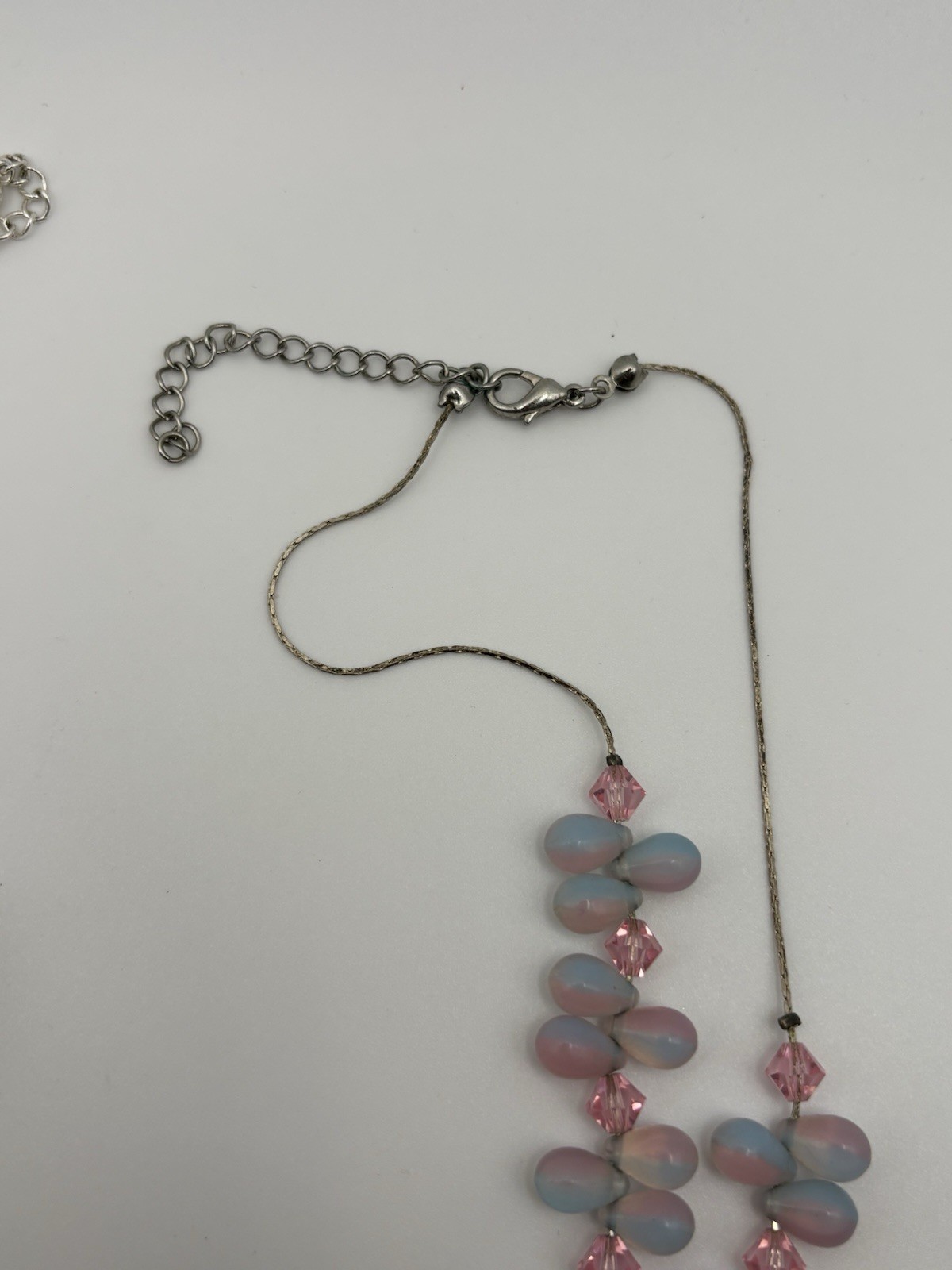 Lot of 2 Pastel Pink Glass Bead Necklaces – Venetian Style Foil & Teardrop Drops