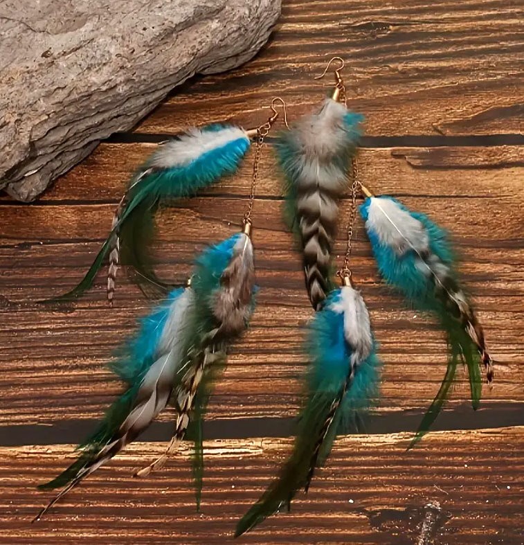 Boho Chic Long Dangle Feather Earrings – 2 Color Choices