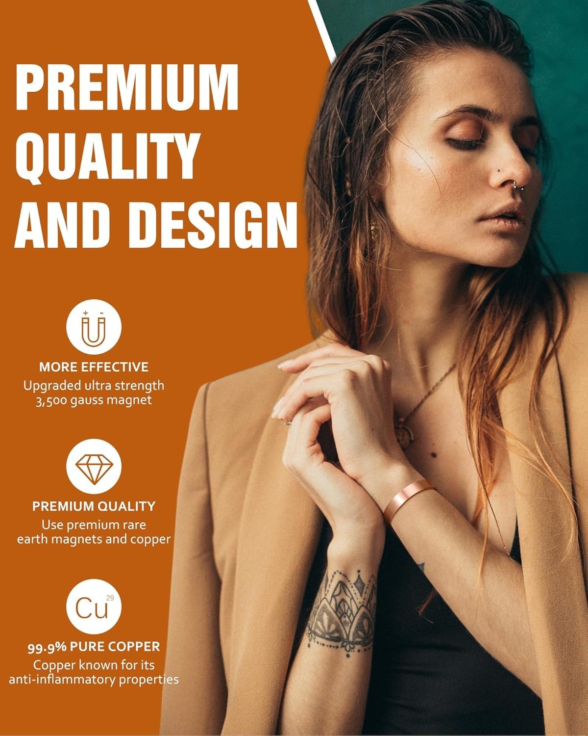 Stylish 99.99% Pure Copper Magnetic Bracelets for Wellness – Gift Box Included