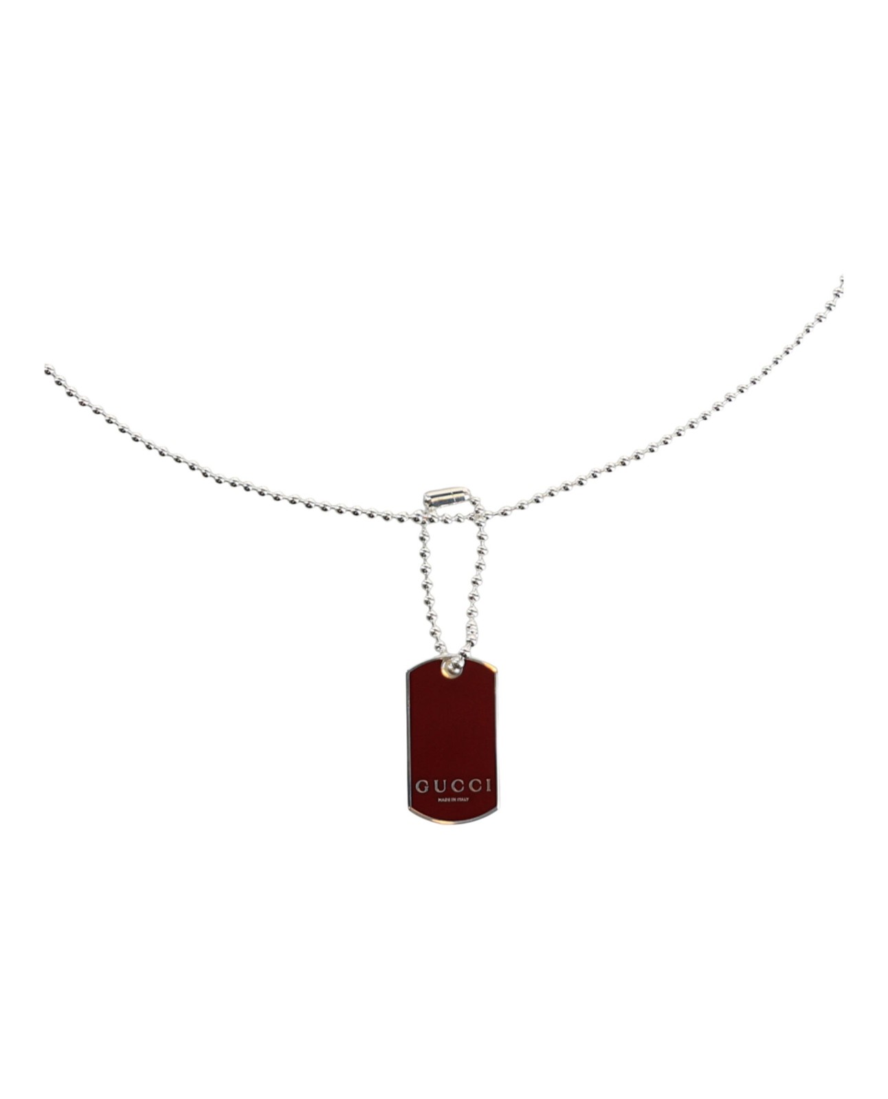 Gucci Unisex-Adult Trademark Enamel Dog Tag Necklace