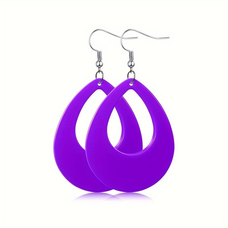 6 Pairs of Neon-themed Party Pendant Earrings, Teardrop-shaped Earrings