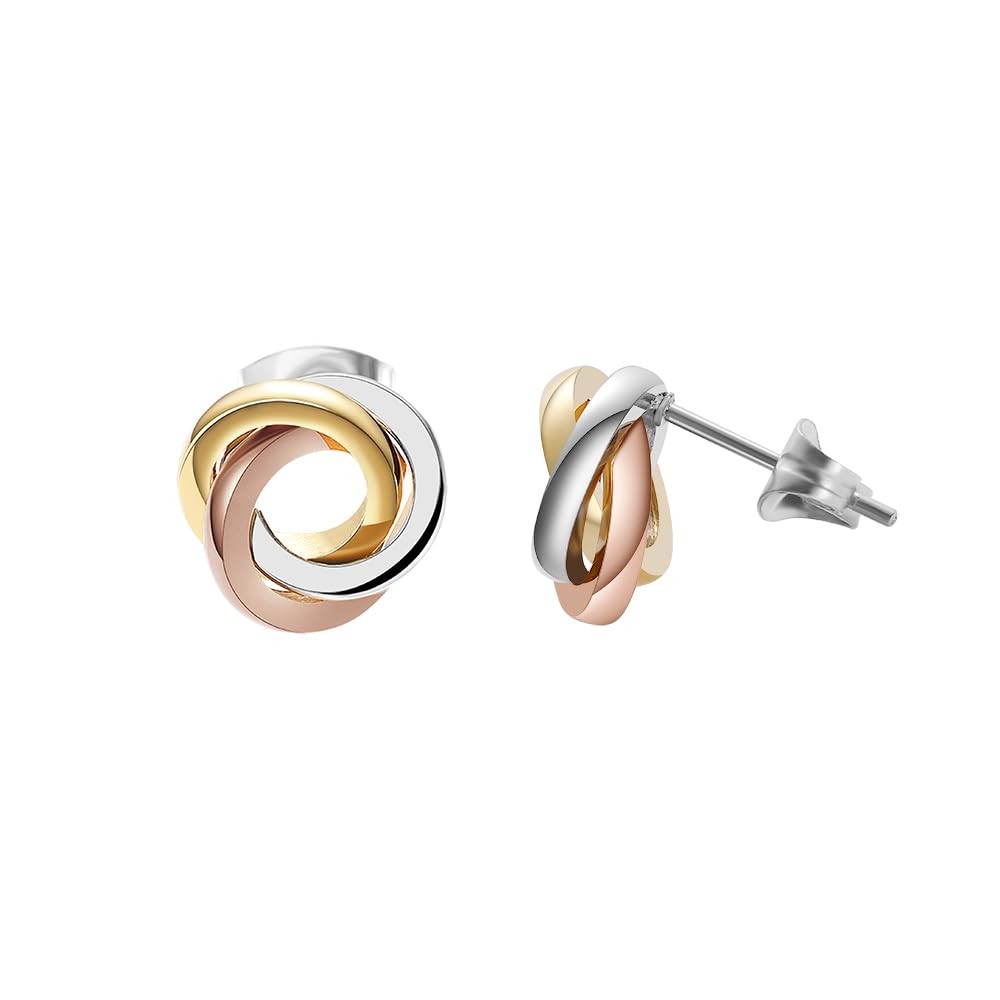 Love Knot Stud Earrings (Tri-Tone)