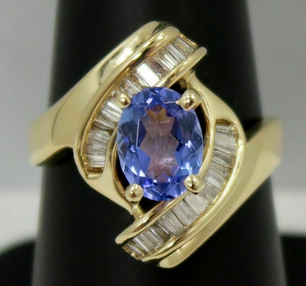 3Ct Oval Cut Simulated Tanzanite 14k Yellow Gold Plated Engagement Ring Women’s