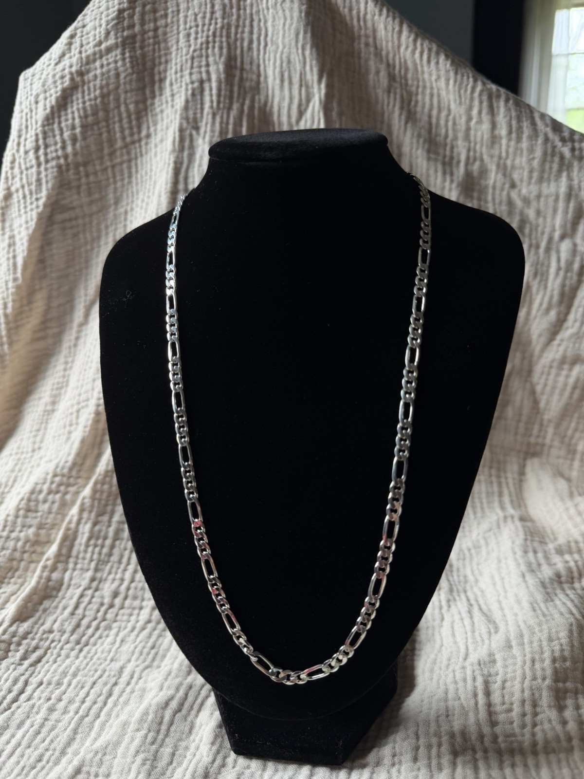 22 Inch 4.5mm 925 Silver Figaro Chain, Stamped
