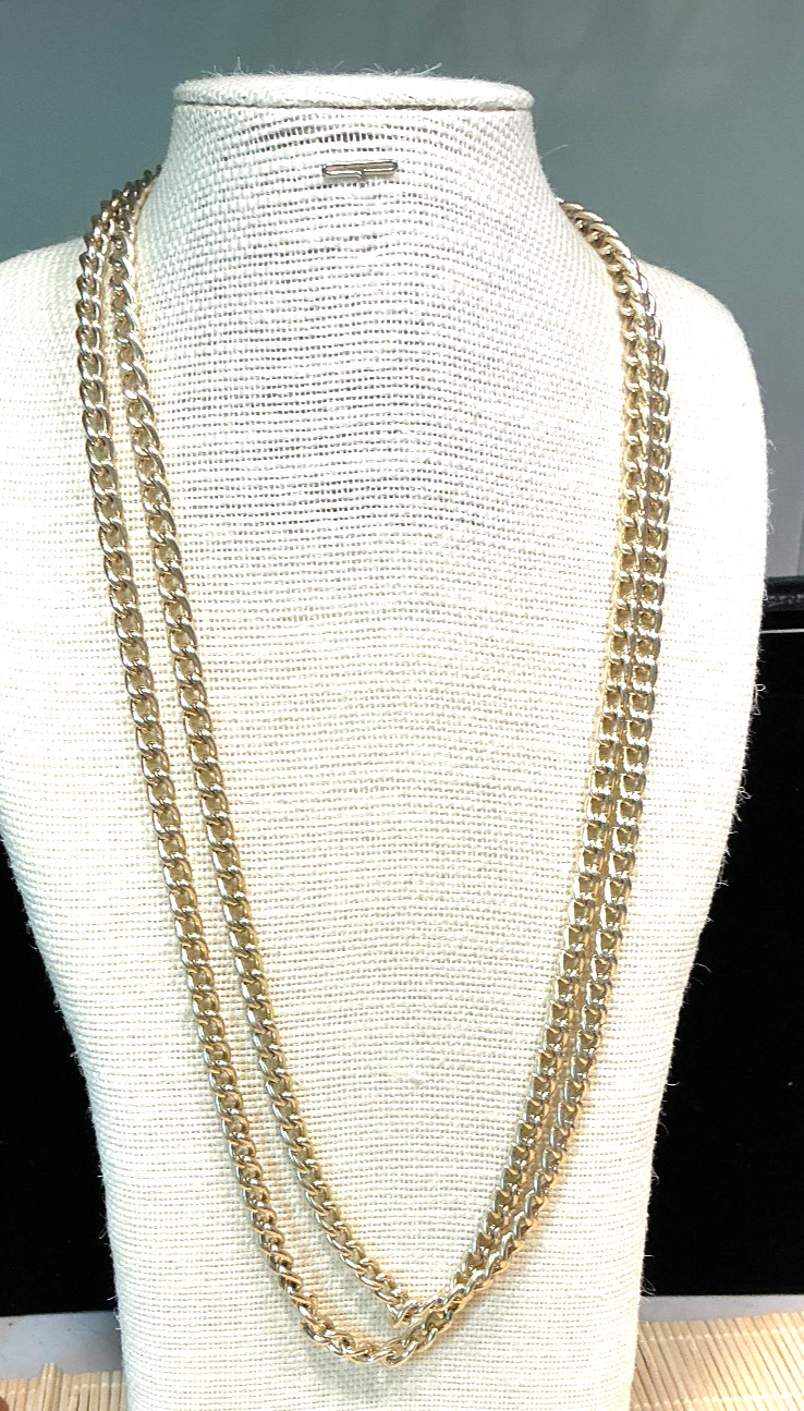 Fashion Necklace Gold Tone Aluminum Chain Super Long Flapper Lot 102B