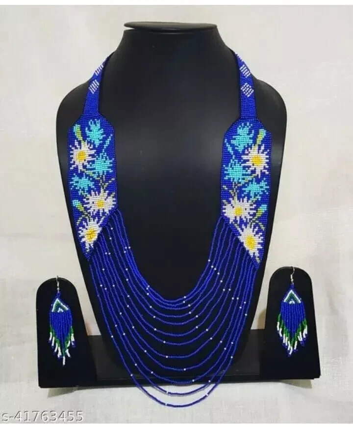 Handmade Necklace Seed Bead Boho American Style Netiv Beaded Multi Strand