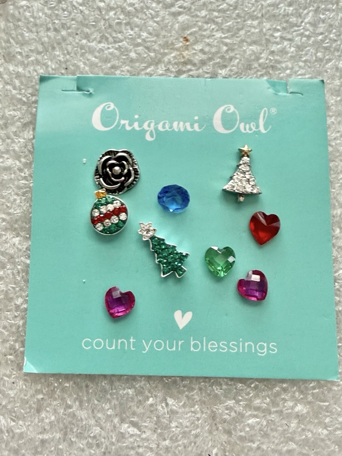 New ORIGAMI OWL Silver & Crystals Dream Catcher Locket 26” Necklace W/9 Charms