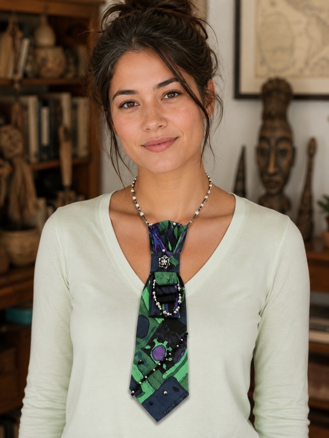 midnight sky with stars tie necklace