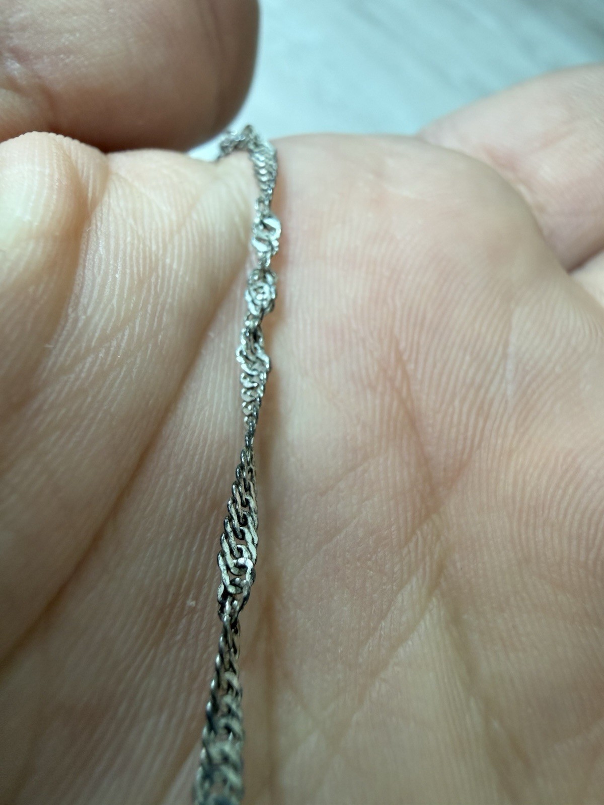 Sterling Silver Twisted Rope Link Chain Dainty Elegant Lobster Chic Necklace 23”
