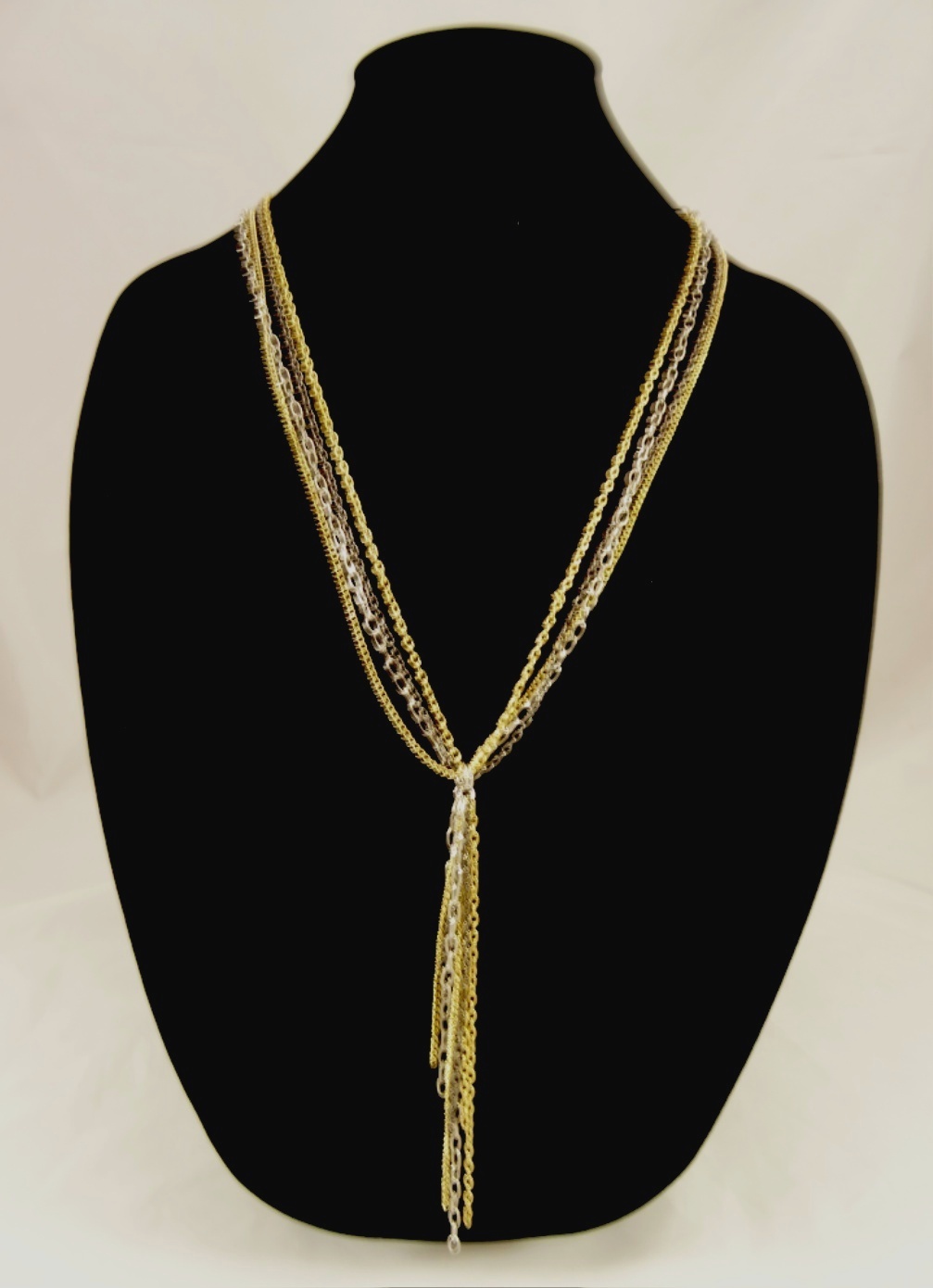 New Multi Strand Gold Silver Hematite Necklace with Chain Tassle #N2482