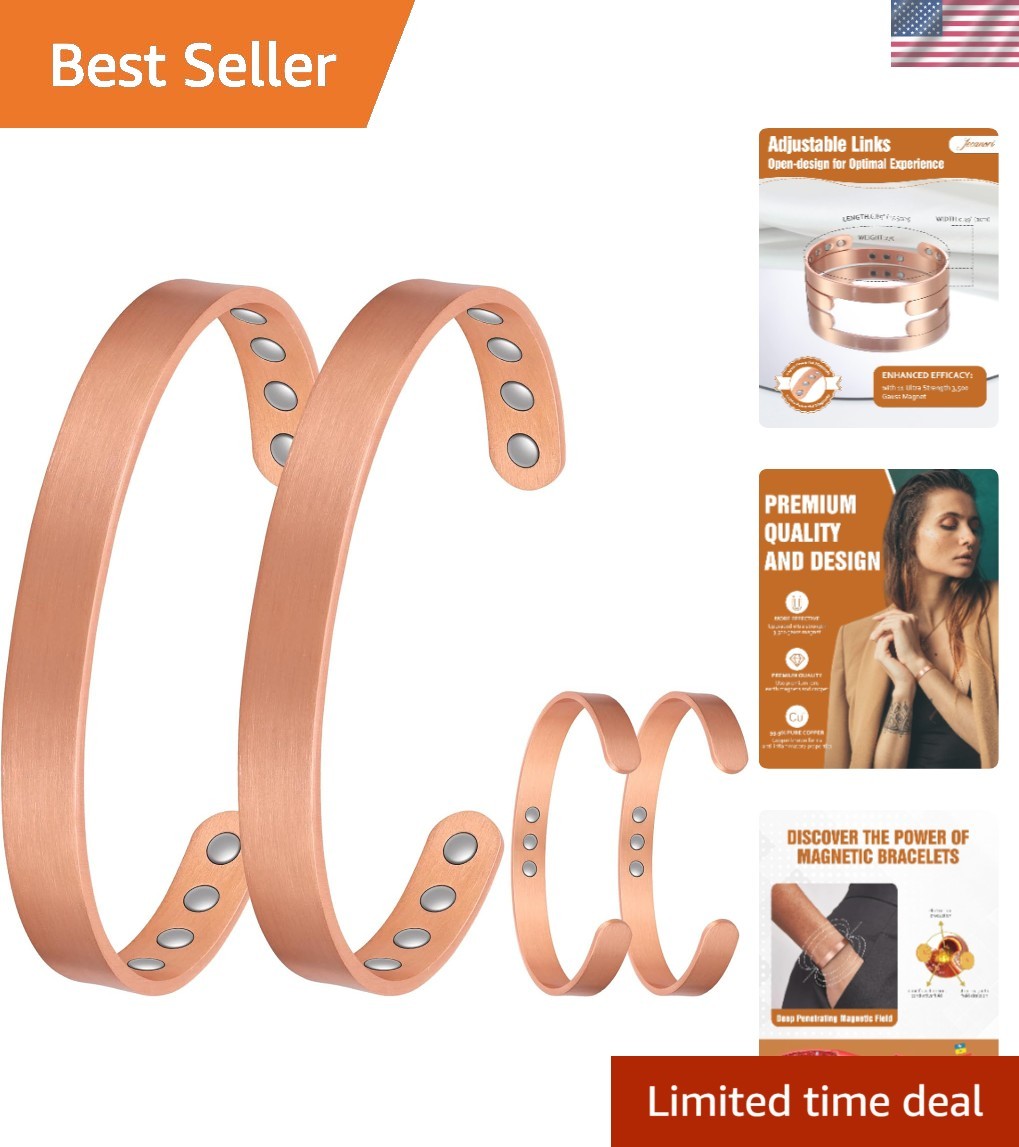 Stylish 99.99% Pure Copper Magnetic Bracelets for Wellness – Gift Box Included