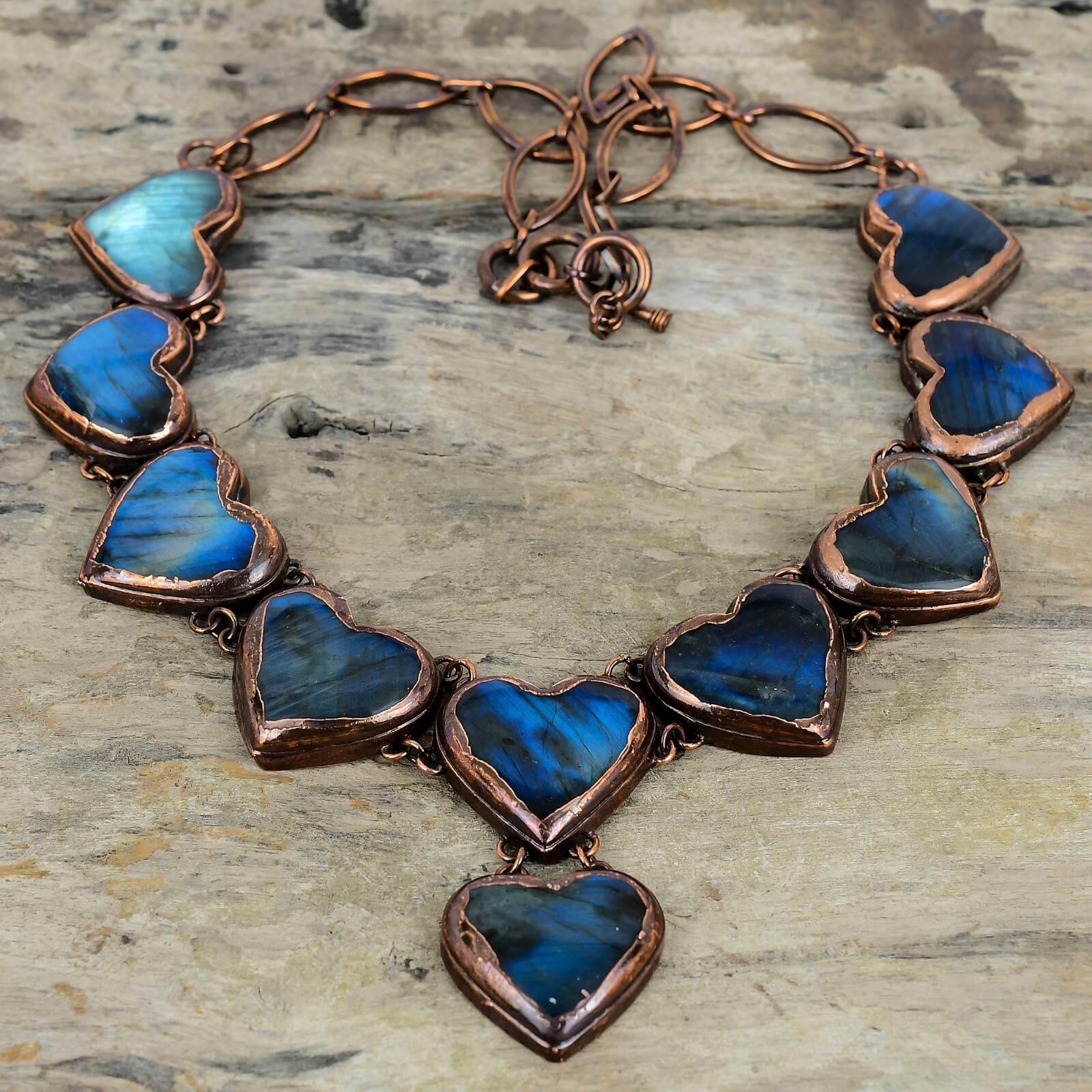 Labradorite Electroformed Adjustable Necklace Handcrafted Copper Holiday 18.0″