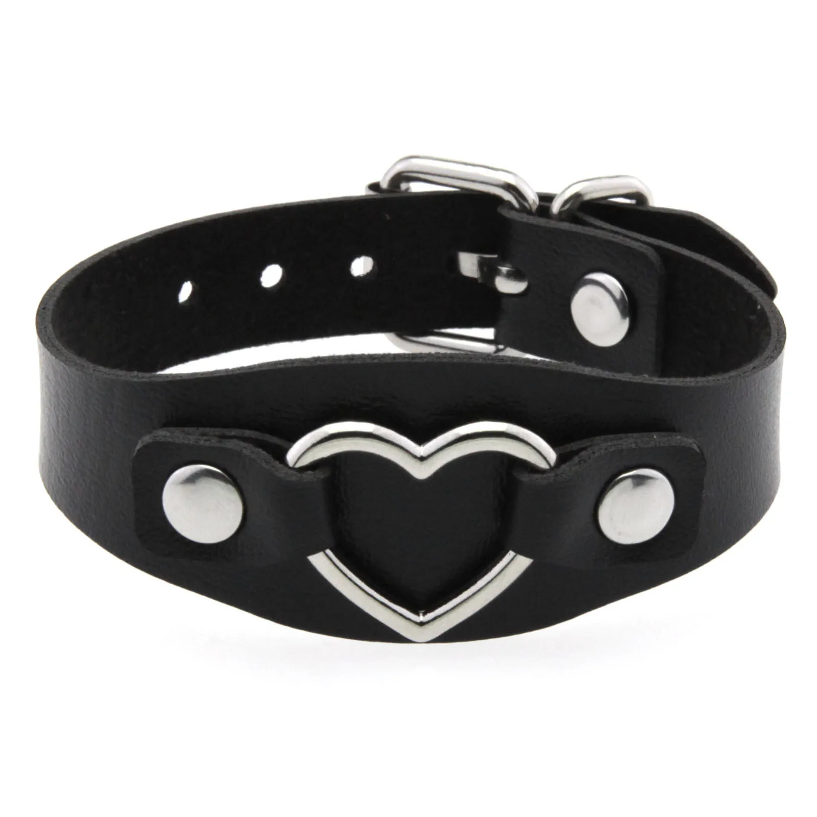 Punk Gothic Style PU Leather Jewelry Heart Bracelet Lover Bangle Holiday Party