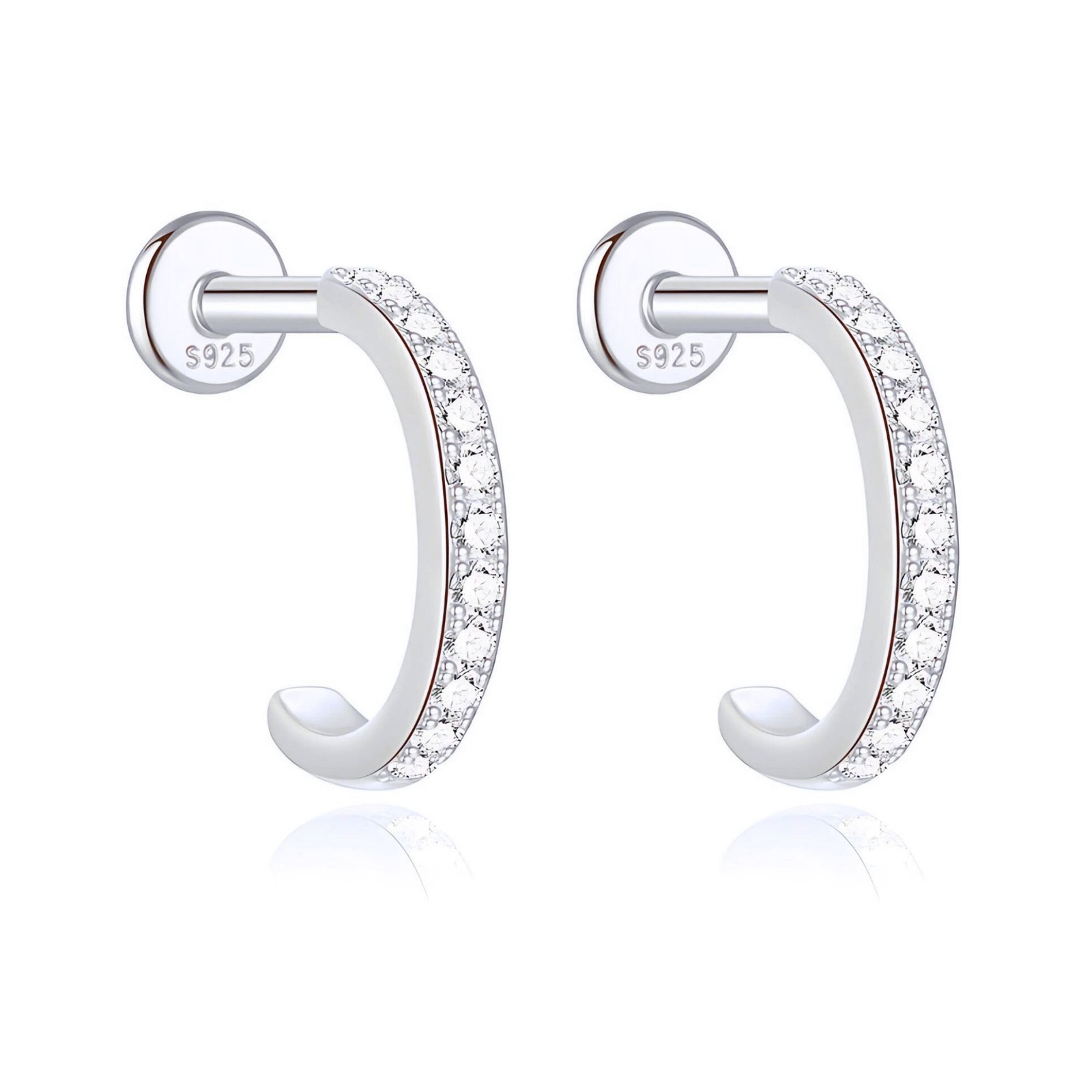 Hoop Flat Back Earrings for Women Sterling Silver 16G 6mm Cartilage Helix Upp…