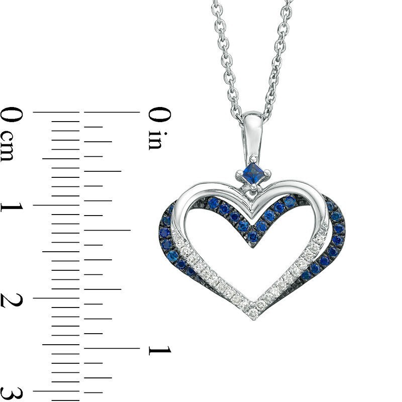 Vera Wang Love 1 CT Lab-Created Sapphire and Diamond Heart Pendant In 925 Silver