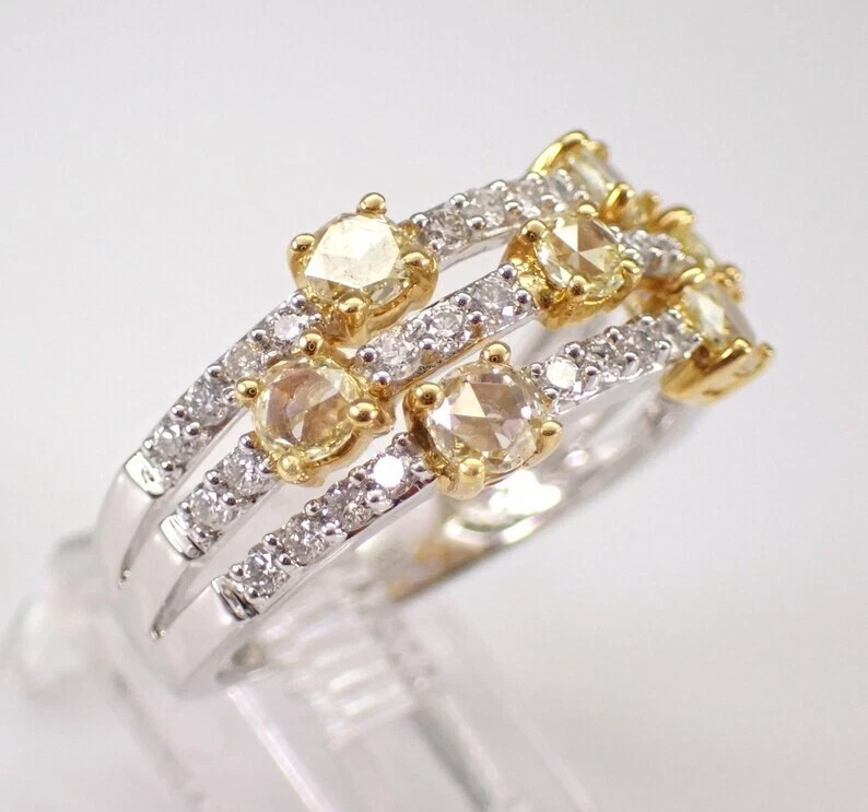 2Ct Round Cut Lab-Created Citrine Stackable Wedding Band 14K White Gold Plated