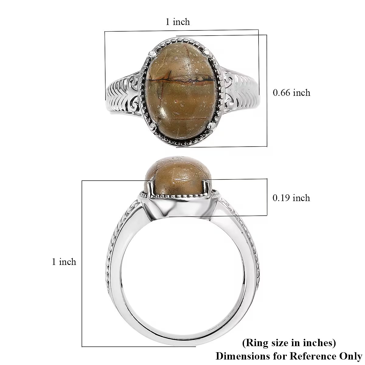 EverTrue Venus Jasper Solitaire Ring in Stainless Steel 5.80 ctw Size 10