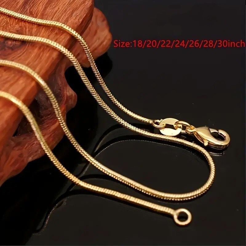 2 Colors 1mm Men Woman 925 Silver Plated Round Snake Chain Necklace 16-30”