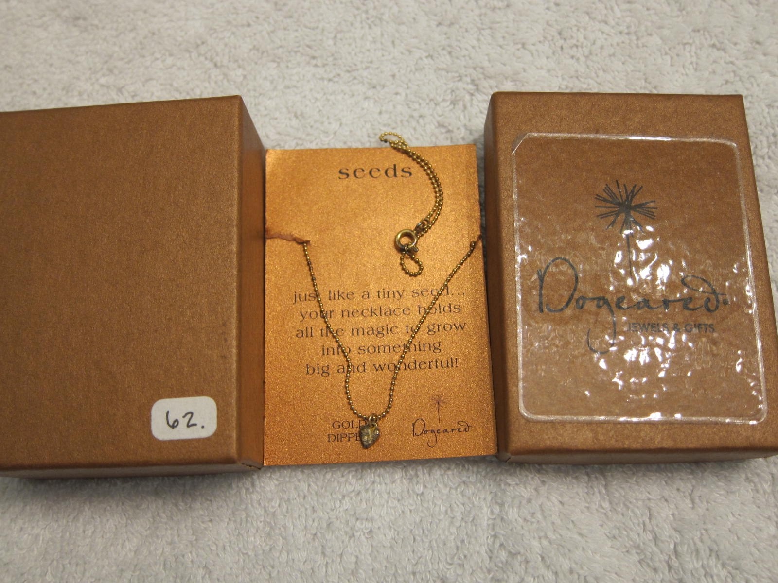 NWT DOGEARED Gold 16” necklace with Gold Tipped SEED pendant; retail $62 … j20