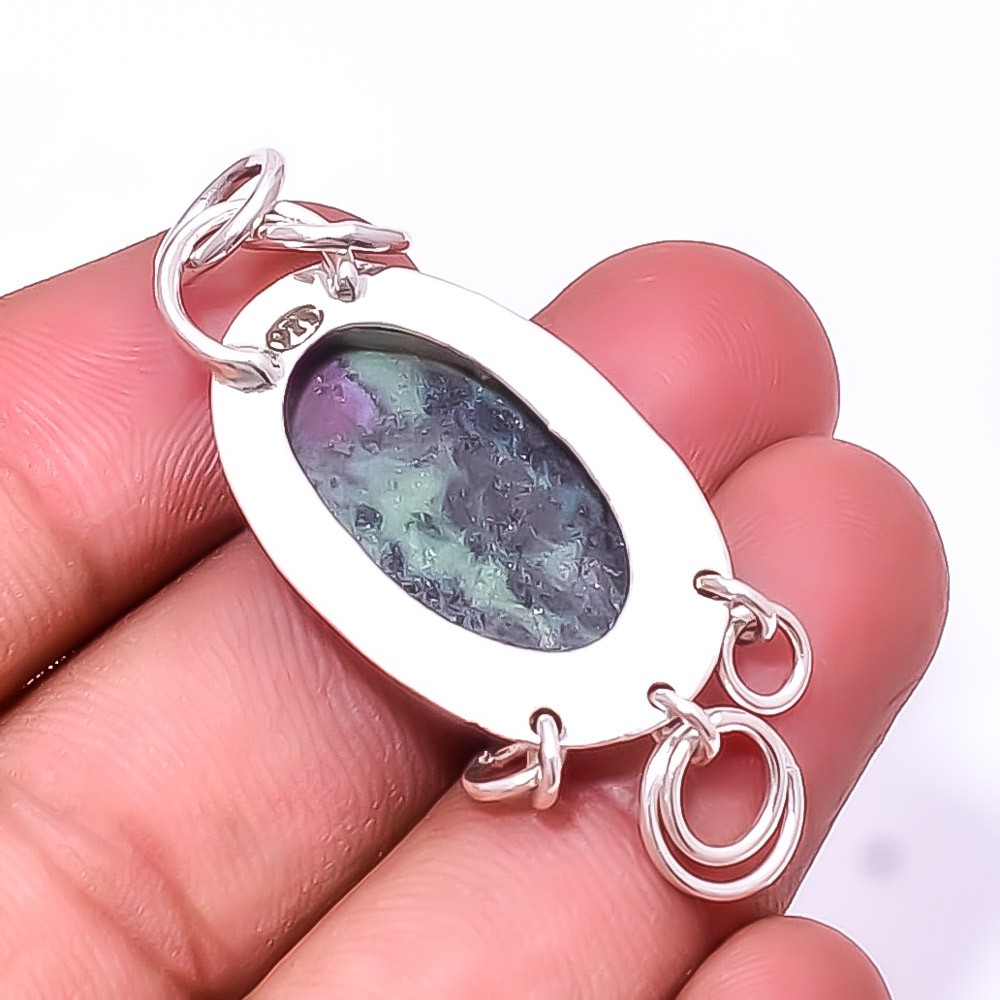 Ruby With Zoisite – Tanzania 925 Sterling Silver Pendant 1.95″ P10