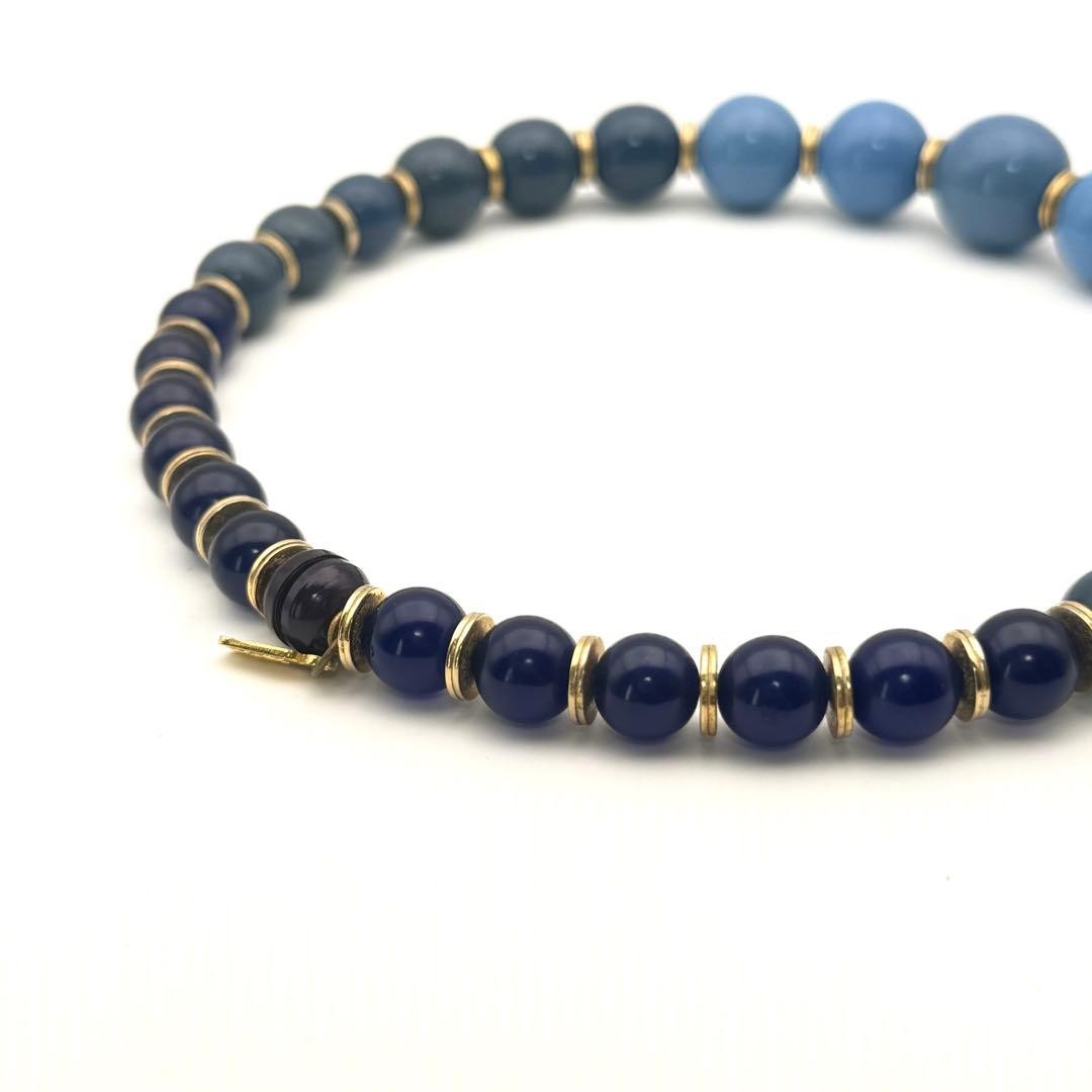 Yves Saint Laurent Beads Choker Necklace Blue Length: 17.7 in. Vintage