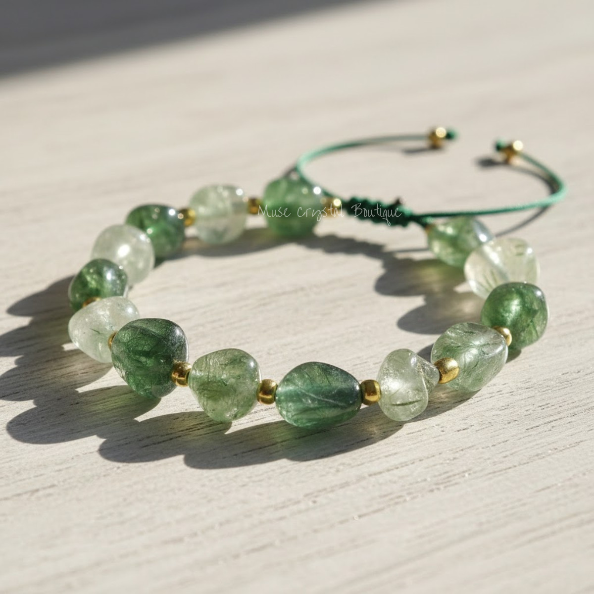 Moss Agate Gemstone Beads Bracelet Minimalist Healing Chakra Reiki Jewelry Gift