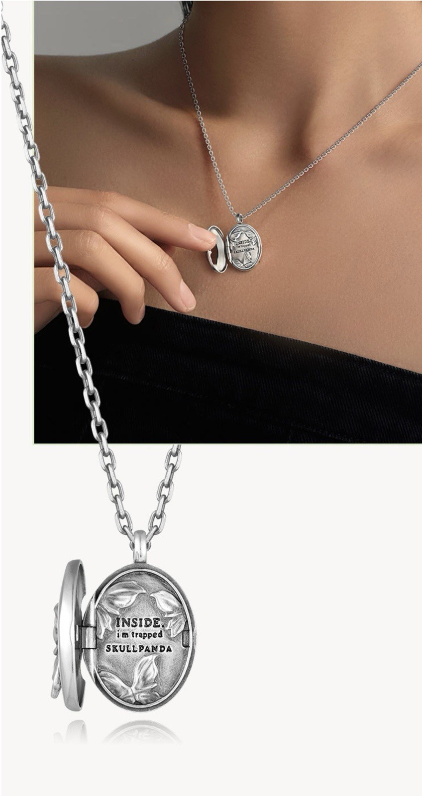 Popop Skullpanda Self-bound Realm Series Vertical Necklace 925 Silver 45cm+5cm