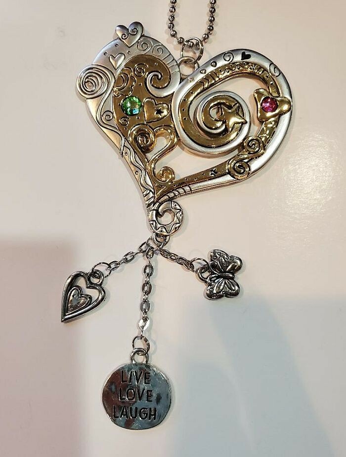 BEAUTIFUL HEART GANZ CAR CHARM WITH CHAIN FOR REAR-VIEW MIRROR