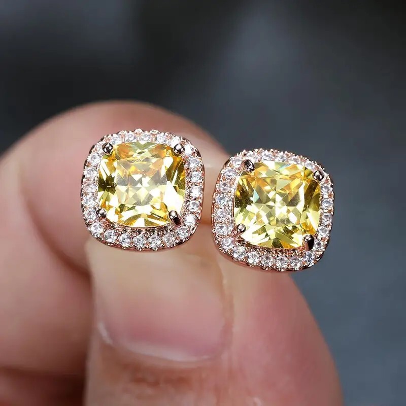 Delicate Square Zircon Stud Earrings For Women & Girls Great Gift Idea