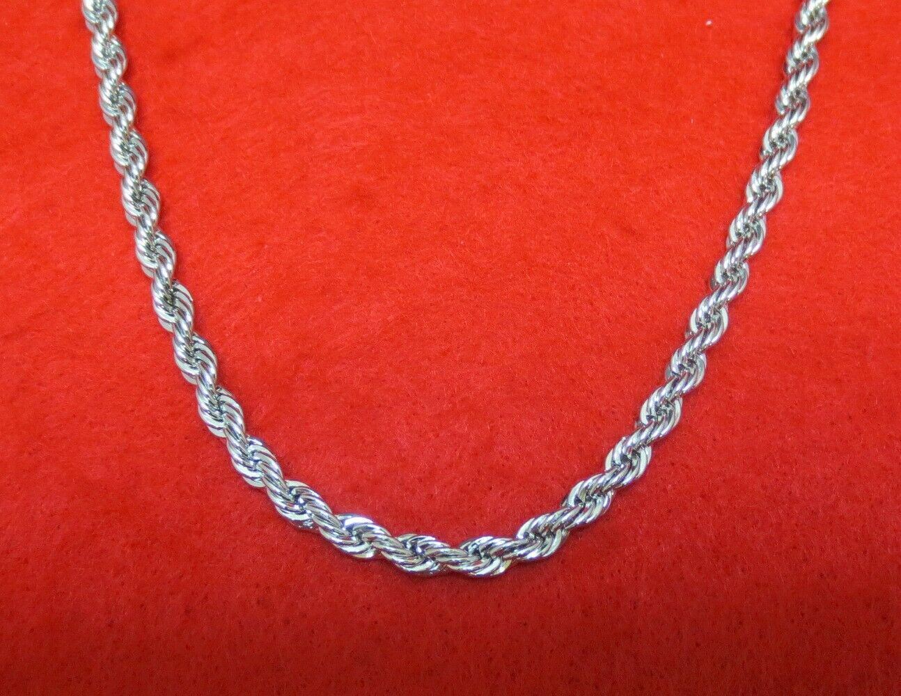 16″-30″ 14KT WHITE GOLD PLATED 2.5MM ROPE FRENCH STYLE CHAIN WITH MAGNETIC CLASP
