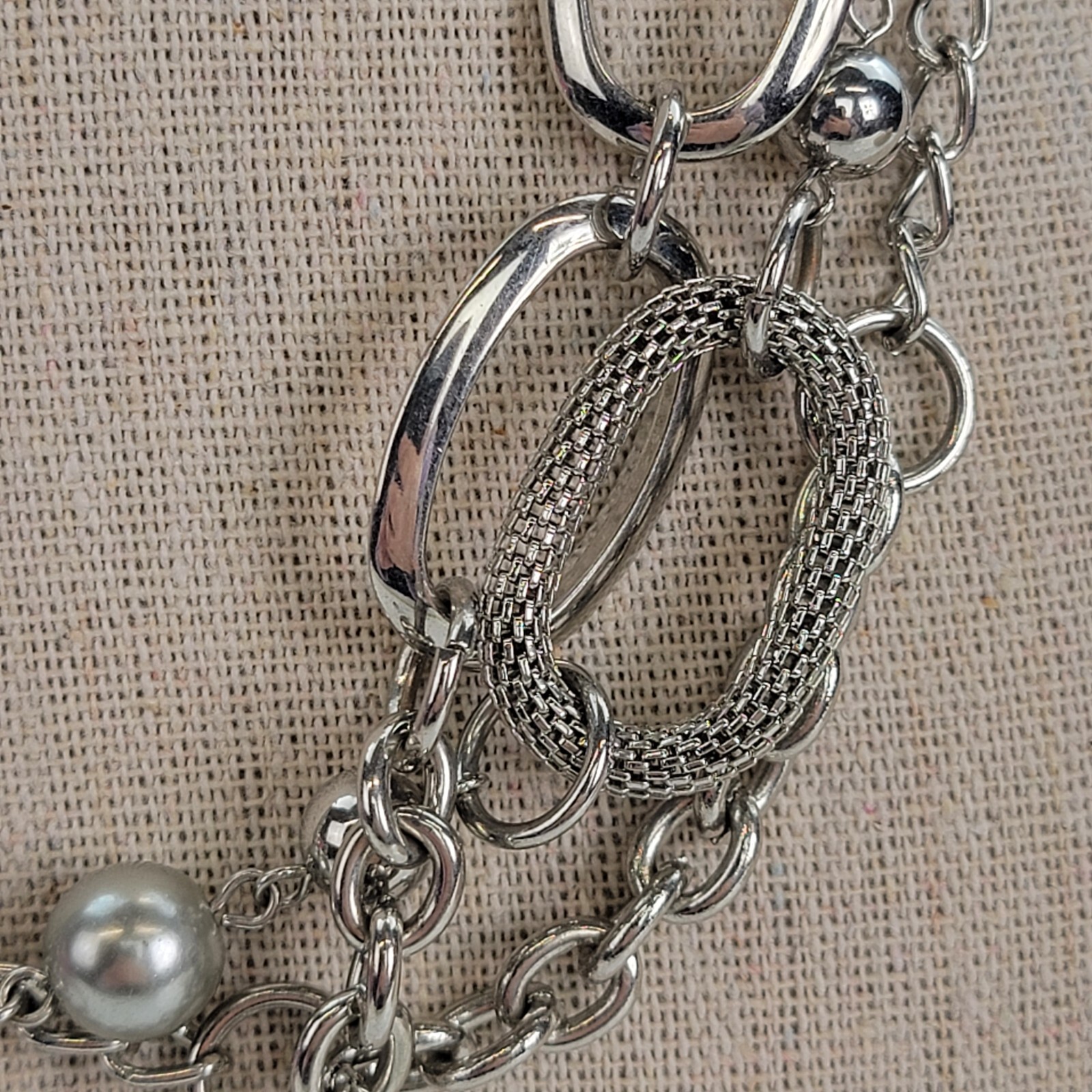 Premier Designs Silver-Tone Multi Chain Layered Necklace 19 in Lobster Clasp