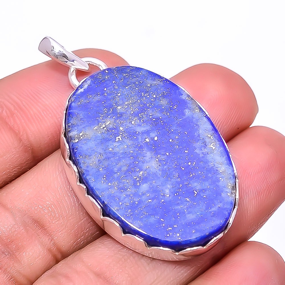 Natural Lapis Lazuli 925 Sterling Silver Pendant 1.76″ P7, Christmas Gift