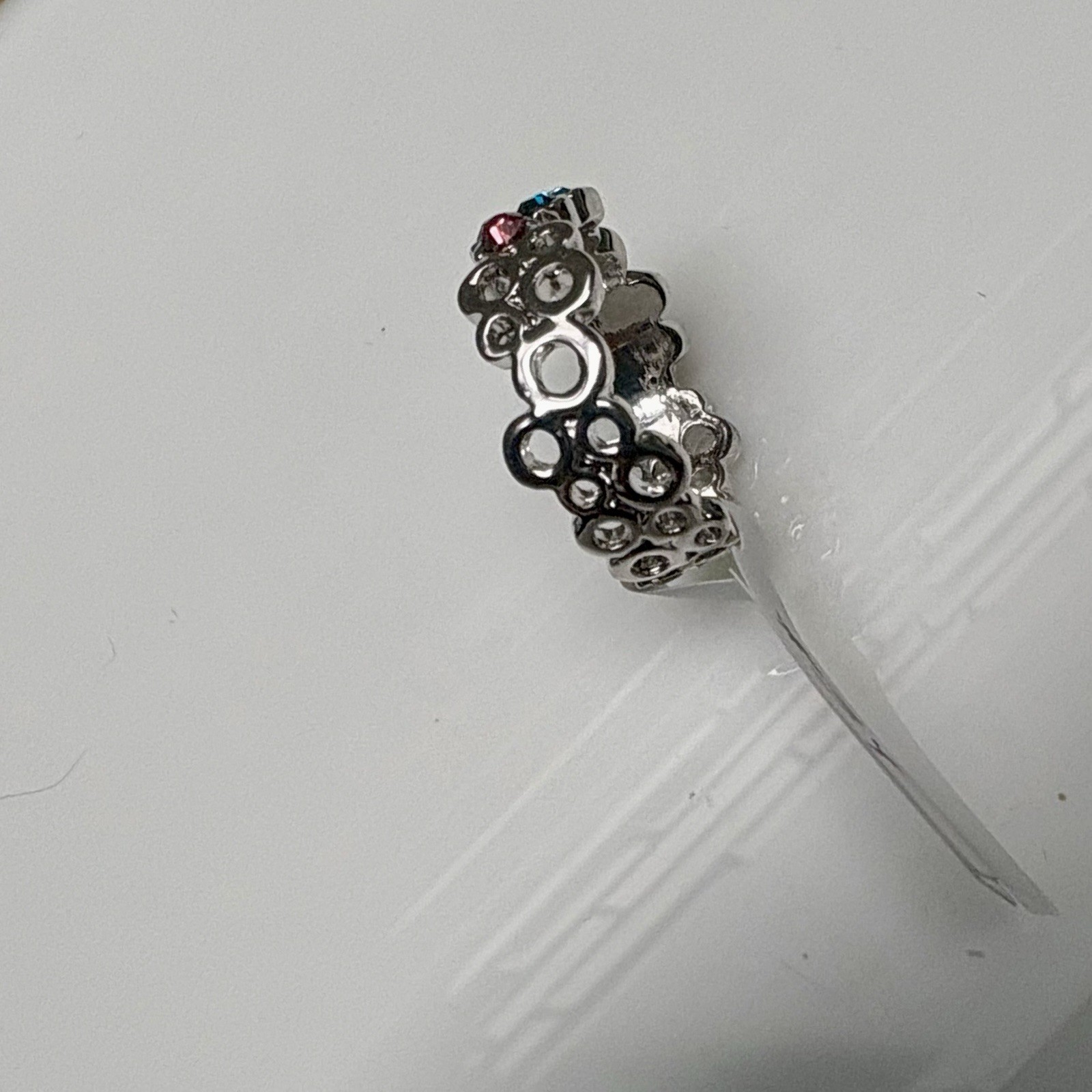 Sparkly multi-color rhinestone silver Band ring. See Description for sizes. NWT