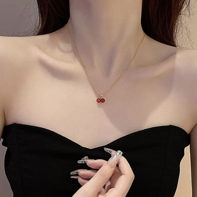 Stylish Fruit Inspired Golden Pendant Necklace For Women Casual Or Formal Event