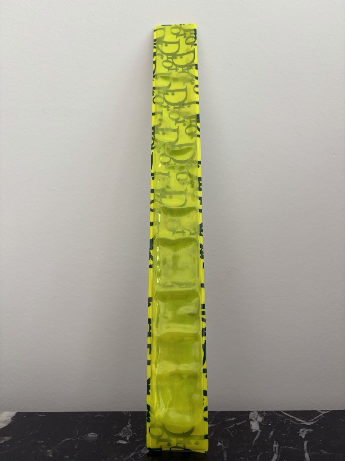 Vtg CHRISTIAN DIOR By John Galliano Neon Green Yellow Monogram Slap Bracelet